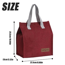 hzbaiyi Lunch Bags for Women Men Leak-Proof Lunch Box Bag Portable Tote Bag Thermal Cooler Waterproof for Adults Men Girls for Work School Picnic Travel (Burgundy)
