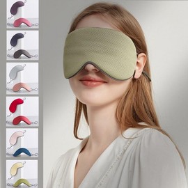 Double-sided sleep mask, 6-color blindfold, travel size, all seasons Deep sleeping light pink + navy