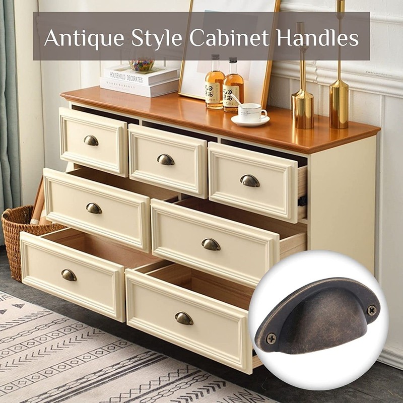 Yetaha 10PCS Cabinet Cup Pull Handle, 82x35mm Drawer Shell Pull