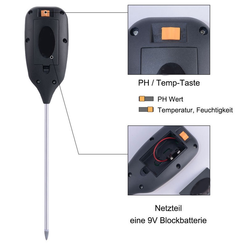 Soil Moisture Meter 4 in 1 Digital Backlight Plant Temperature