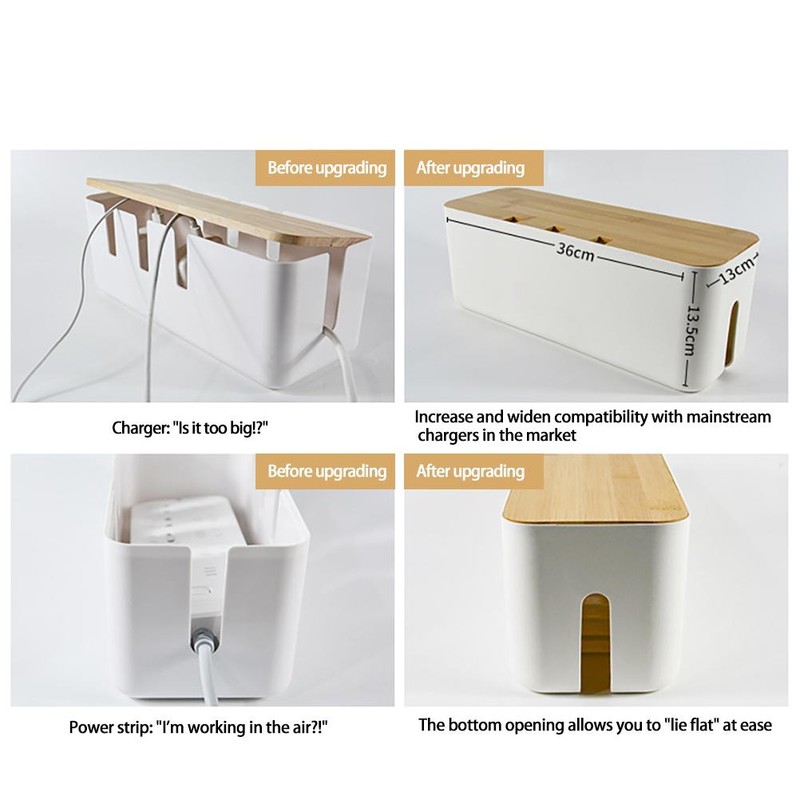 Cable Management Box Cord Organizer Box Hides Power Strips Behind