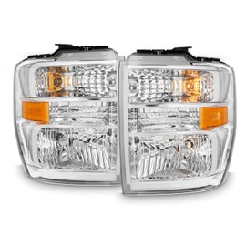 AKKON - Fit 2008-2017 Ford E150 E250 E35 E450 SuperDuty E550 F650 F750 [Halogen Aero Type] OE Headlights Chrome Set