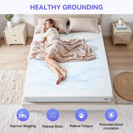 Warmiehomy Grounding Fitted Sheet, King Size Grounding Mat Earthing UK Grounding Sheets, 10% Silver Fiber & 90% Organic Cotton, Grounding Bed Sheet for Improving Sleep,White (King - 152 * 200cm)