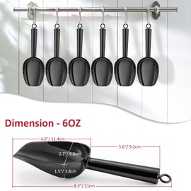 Leonyo 2 Pack Metal Ice Scoop, 6oz Stainless Steel Ice Scoop for Freezer, Reusable Small Food Scooper for Ice Cube Machine Buckets, Wedding, Bar Party, Store Flour, Dog – Black