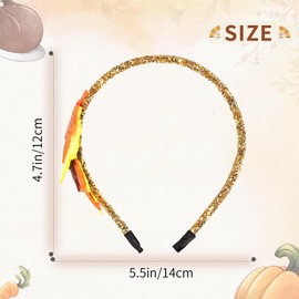XIELIME Fall Maple Leaf Headbands for Women Girls, Autumn Orange Yellow Glitter Maple Leaves Hairband Shiny Thanksgiving Hair Accessories for Fall Party Decoration Autumn Festive Gifts