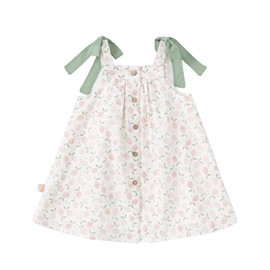DAVE&BELLA Toddler Girls Summer Dress Boho Floral Sleeveless Princess Sun Dress Ruffle Hem Cotton Playwear with Hairband