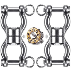 SELEWARE Silent Bearing Swing Swivel, 360° Rotational Device Hanging Accessory with 4 Removeable Buckle for Tree Swing, Hammock Chair, Climbing Rope, Yoga, Kids Swing Swivel, 1200LB Capacity, 2 Pack