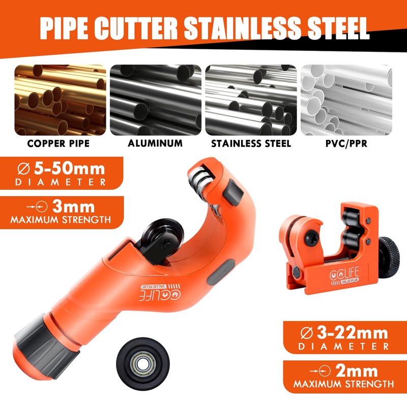 CCLIFE Pipe Cutter Set 4-Piece 5-50 mm and 3-22 mm,