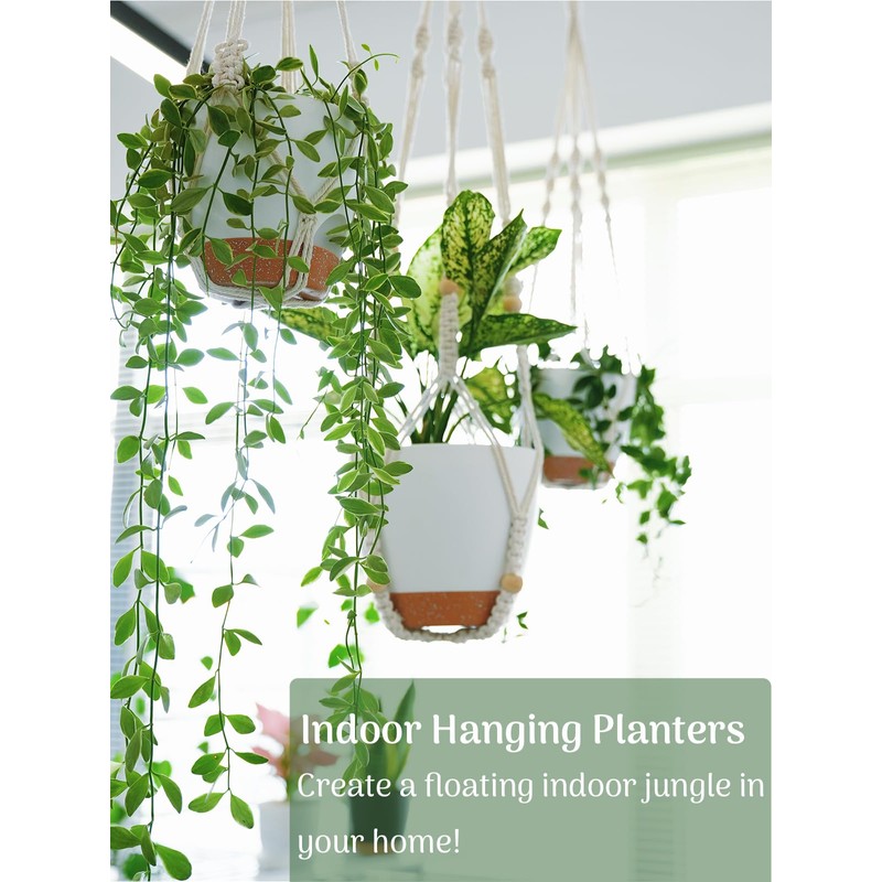 Bouqlife Hanging Planters with Macrame Plant Hangers for Indoor Outdoor