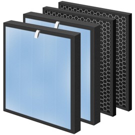 Pulluty HSP001 True HEPA Filter Replacements for Hathaspace Air Purifier Filters HSP001,4 in 2 H13 True HEPA Filter with Activated Carbon Pre-Filter,2 Pack