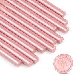 Wax Seal Sticks, Wasole 12 PCS Rose Gold Glue Gun Sealing Wax Sticks Beads Rode for Wax Seal Stamp, Great for Wedding Invitations, Cards Envelopes, Gift Wrapping (Rose Gold)