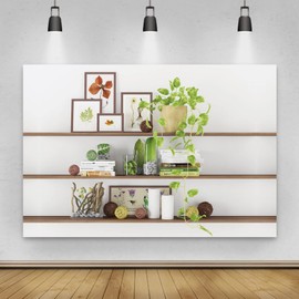CSFOTO 6x4ft Modern Living Room Backdrop Green Plant Bookcase Office Zoom Backdrop for Video Conference Zoom Screen Background for Home Office Background for Zoom Meeting Video Recording