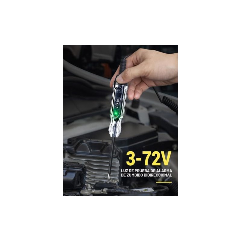 Probador de Circuito Automotriz con Buzón 3-72V Mejorado, Probador de