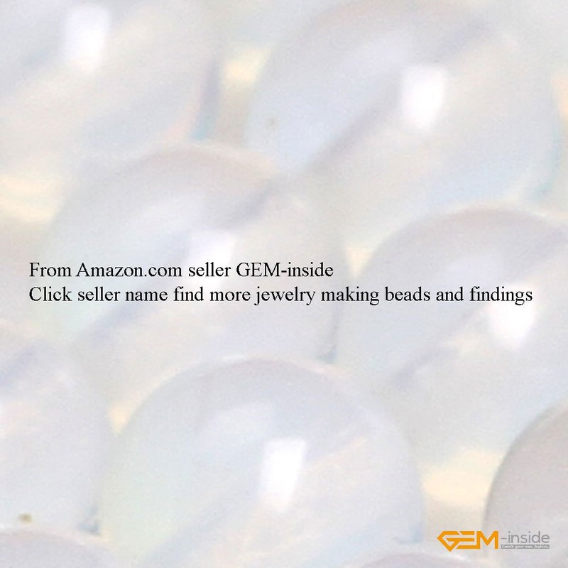 GEM-Inside 6mm Round Smooth White Opalite Beads for Jewelry Making
