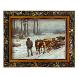 Akfado Vintage Gold Frame for 16x20 Canvas Paintings, 2.36” Wide Victorian Ornate Art Frame for Antique Portraits Countryside Season Landscape Art Show Exhibition (No Front Cover & Backboard)