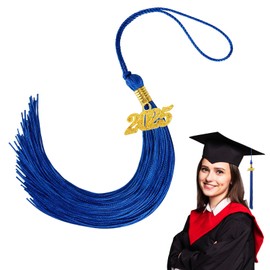 2025 Blue Graduation Tassel: Class of 2025 Tassel for Graduation Cap 2025, Charm Cap Decorations, Charm Ceremonies Accessories for Graduates - 1 PCS with Gold Date