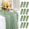 Apgooface 12 Pack Sage Green Cheesecloth Table Runner 10 ft,