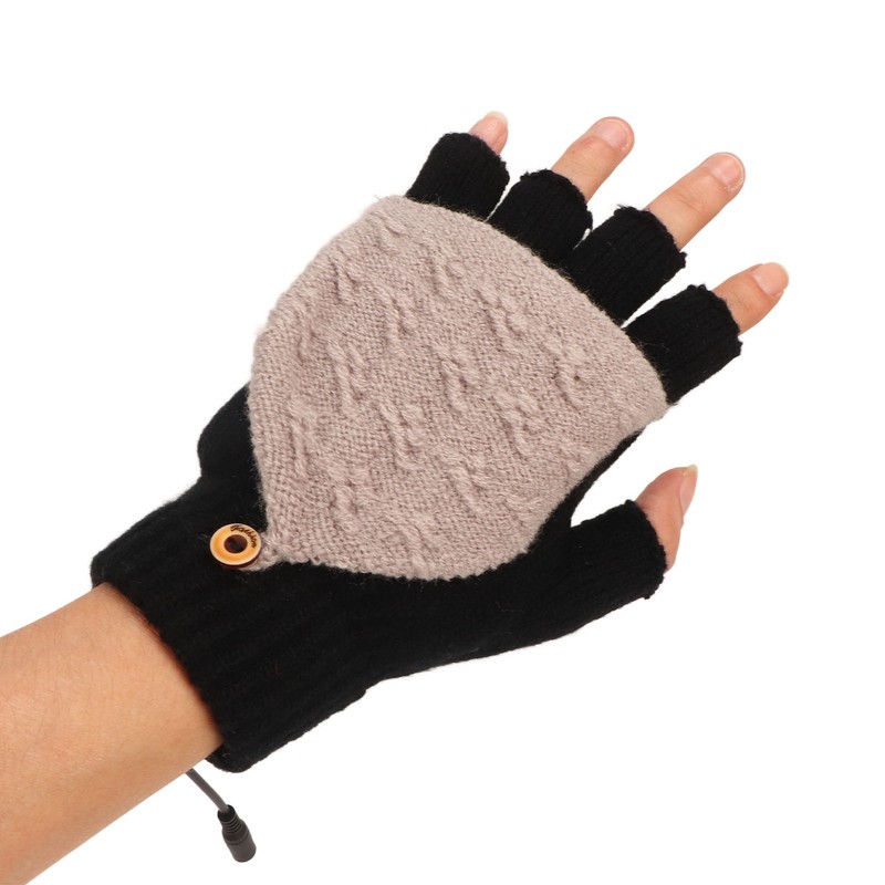 Heated Gloves Fingerless Full Finger Adjustable 3 Gear Black Hand