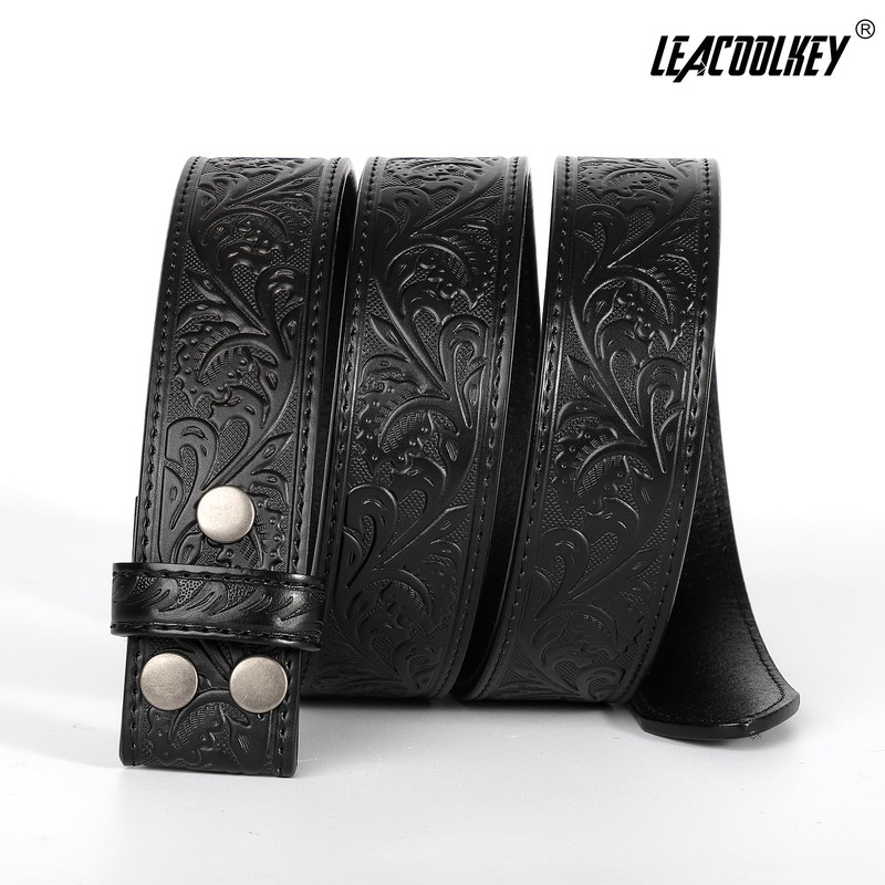 LEACOOLKEY Western Belt Strap for Men without Buckle 1.5" Wide