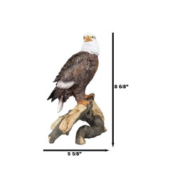Ebros 8.75" Tall Realistic American Pride Bald Eagle Perching On Tree Branch Statue USA National Emblem Independence Day American Gallery Quality Home Patio Decor Figurine