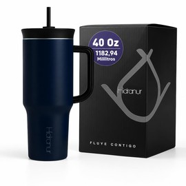 Termo con Asa y Popote, Termo para Caf de Acero Inoxidable, Tapa Hermtica Antifugas, Mantiene Bebidas Calientes y Fras, Taza para Agua y Caf, Botella 