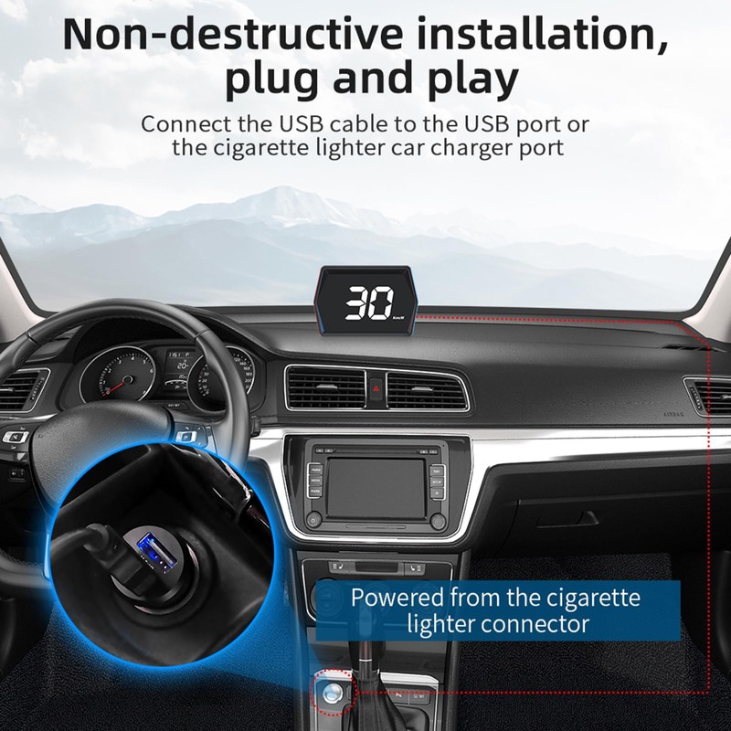 Shkalacar Head Up Display MPH Speed Meter, GPS Speedometer Universal
