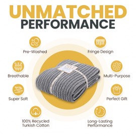 Gold Case Throw Blanket for Bed - 100% Recycled Turkish Cotton Bed Blanket - Vintage Lightweight Throw Blankets for Bed & Lounge Chair - Breathable Twin Size Blankets - 71x90 - Black