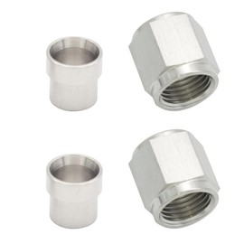 KRD PERFORMANCE Stainless Steel Hardline Fitting 8AN Female Tube Nut and Sleeve for 5/16 (7.9mm) OD alloy Tube Hose Fuel Line Fitting Adapter, Pack of 2