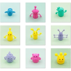 Cute Finger Puppet Toys Monster Stretch Fidget Toy Soft Rubber Toys for Role Playing Party Christmas 20pcs