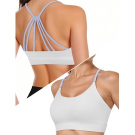 ZenWear Sports Bra with Six Back Straps High Support Large Bust, Outdoors High Impact Yoga Wireless Padded Bras for Sagging Breasts Low Back Athletic Sleep Workout Strappy Racerbac White XS