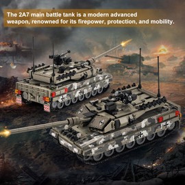 TIALLOW Leopard II A7 Tank Building Set,Collectible 1:28 Tank Building Kits Army Model, Great Military Toys Gift Ideal for Boys,Kids and Teens Age 6-14 (Gray)