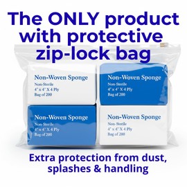 800 Multipurpose Gauze Non-Esterile Pads 4x4 - Hygienic Ziploc Bag - Facial Cleasing Pads, Makeup Remover, Cotton Pad Alternative - Baby Care, Pet Cleaning, Wound Care, Salon, Daily Care