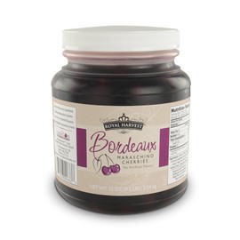 Royal Harvest Maraschino Northwest Noire Cherries with Stem, 72 Ounce | Made with Natural Ingredients | Non-GMO | Premium Dark Cherries
