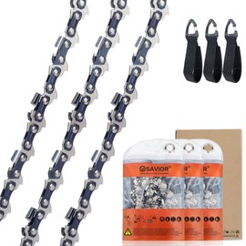 SAVIOR Pack of 3 Saw Chains 3/8 Inch LP 1.3 mm 56 Drive Links for 40 cm Rail, Low-Back Chains Compatible with Oregon, Makita, Einhell, Dolmar, Husqvarna and Others