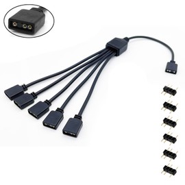 Jstincal 1-to-5 ARGB Splitter Cable, ARGB Cable, 5V 3 Pin Addressable RGB Extension Cable ARGB LED Sync Cable for Computer Chassis CPU Cooler and 5V ARGB Fan (1 Pack)