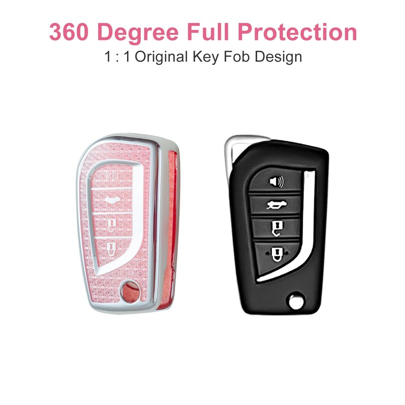 Pangpai Pink Key Fob Cover for Toyota Fortuner Tundra Camry