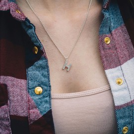 Philip Jones Pave Initial Necklace Letter H Created with Zircondia® Crystals