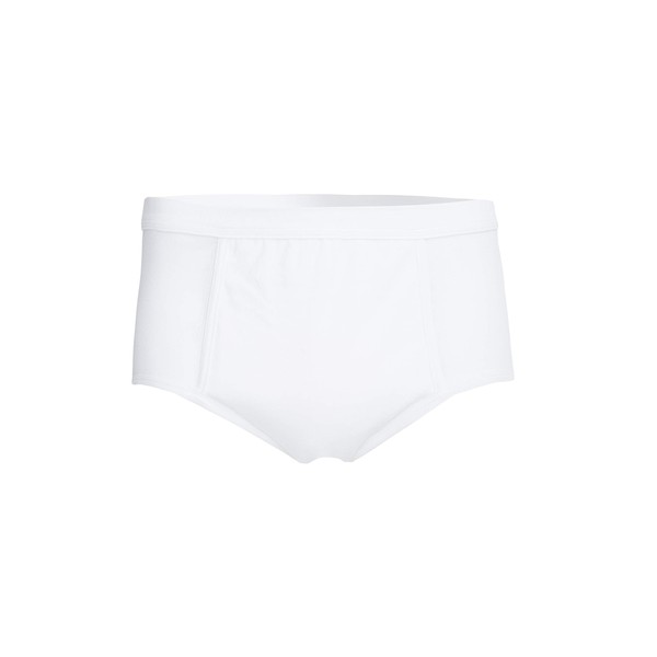 con-ta Mens Incontinence Briefs with Fly, Leak Protection & Safety Zone, Washable & Reusable, White, Size: 6/L