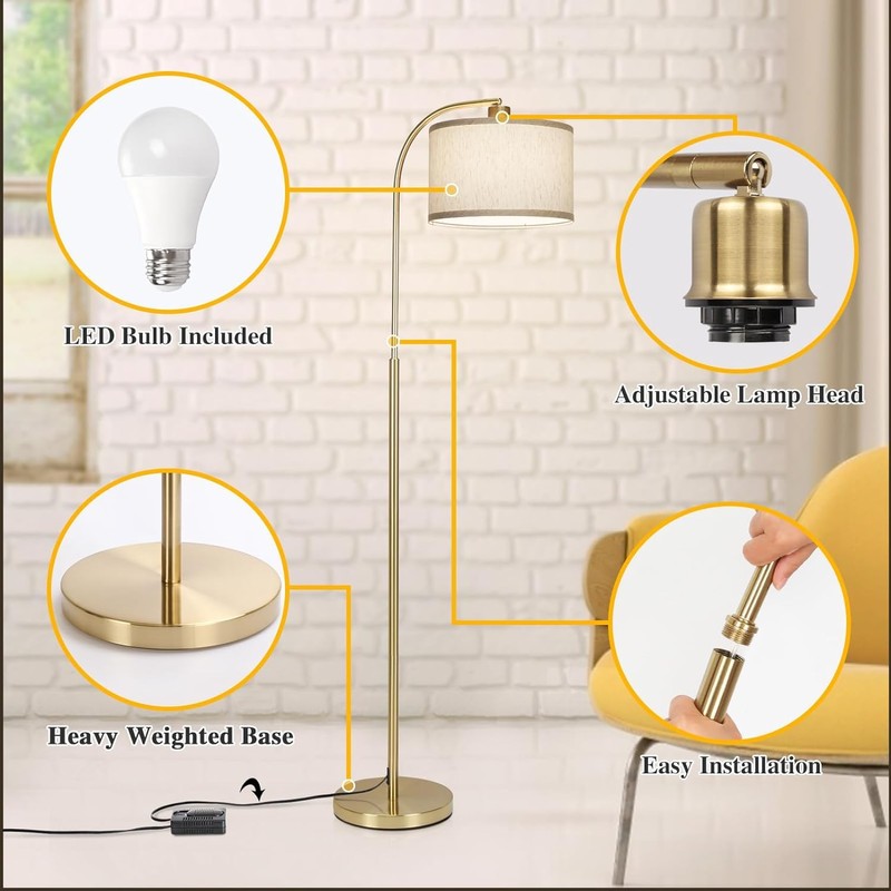 Boncoo LED Floor Lamp Fully Dimmable Modern Standing Lamp Arc