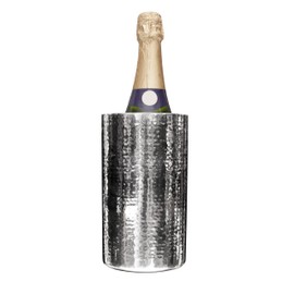 Premier Housewares Weinkühler/Sektkühler aus Edelstahl, mit Hammerschlagoptik, Silber, 12x12x20
