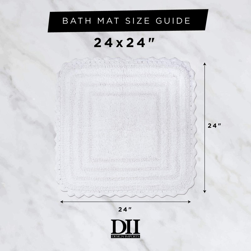 DII Crochet Collection Reversible Bath Mat, Square, 24x24, White