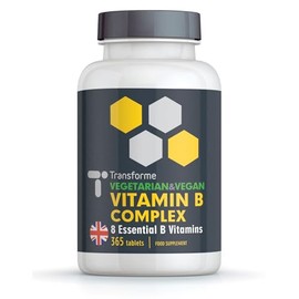 Transforme Vitamin B Complex High Strength 365 Tablets, Full Year Supply, Vegetarian, Vegan, 8 Important B Vitamins, B1, B2, B3, B5, B6, B7 Biotin, B9 Folic Acid, B12