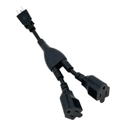 ENATECLITE 3 Prong Power Cord 1 to 2 Outlet Splitter,3-Way Power Splitter with 10A/1200W Capacity ，1FT Short Extension for Home,Kitchen, Office (Black)