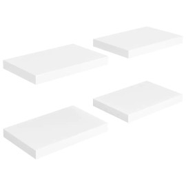 Set of 4 White Honeycomb MDF and Metal Medium Wall & Display Shelvescolor: White Color