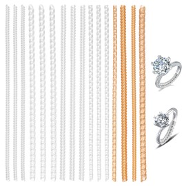 Mynoozi 16 Pack Ring Size Adjuster for Loose Rings, Invisible Ring Resizer, Ring Spacer with 4 Styles, Ring Reducer Assorted Sizes of Ring Sizer -Transparent & Gold