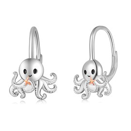 Octopus Earrings Sterling Silver Octopus Leverback Earrings Octopus Jewelry for Wome