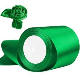 Gift Ribbon Green 100 mm x 23 m Satin Ribbon Green Ribbon Gift Ribbon Satin Ribbons for Gift Wrapping, Crafts, DIY, Sewing, Bridal Shower Decoration, Christmas Tree Decorations