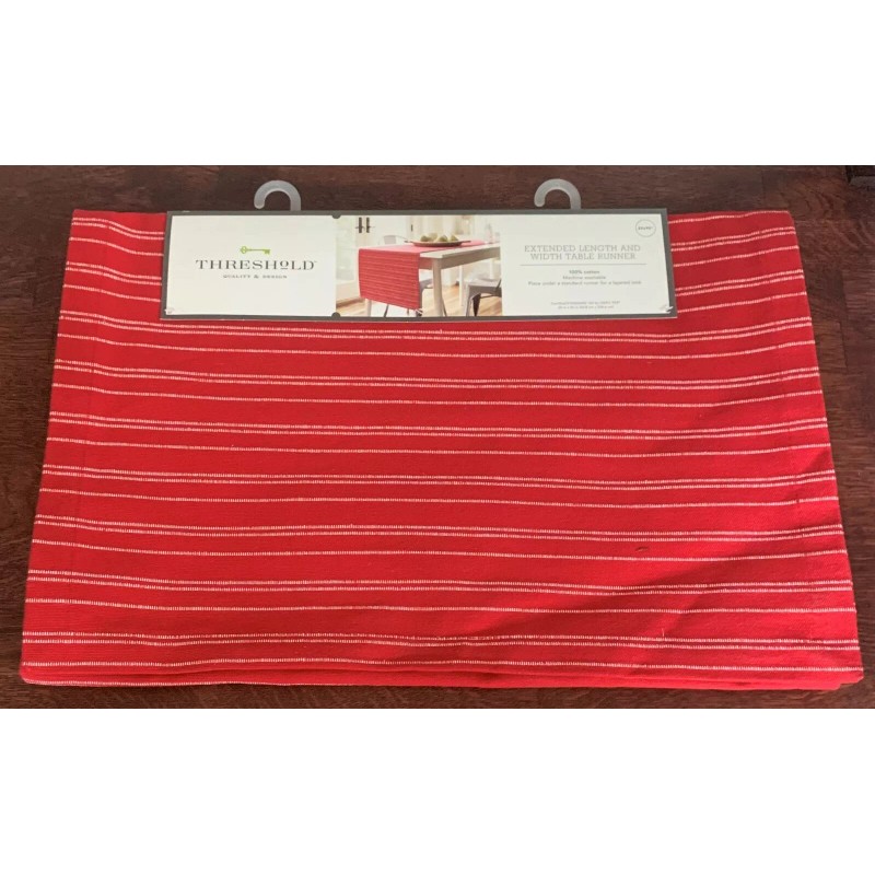 Threshold Solid Red Stripe Oversized Table Runner 20" X 90"