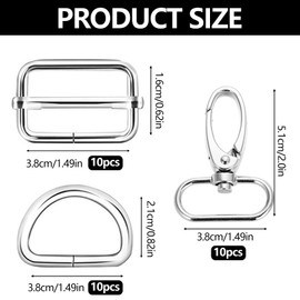 SXTDKMJ Pack of 30 Bag Closure, D Ring Bag Accessories for Sewing Ladder Buckle for Bags Ladder Buckle Bag Carabiner for DIY Bag Strap Shoulder Strap Dog Collars