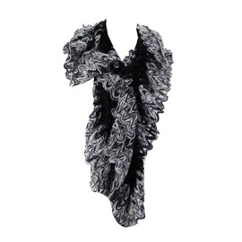Charter Club Women's Chenille Ruffle Scarf Black